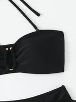Halter Bandeau Bikinis 2026 Women Sexy Swimsuit Solid Padded High Waist Swimwear Female Bathers Bathing Swimming Swim Suit
