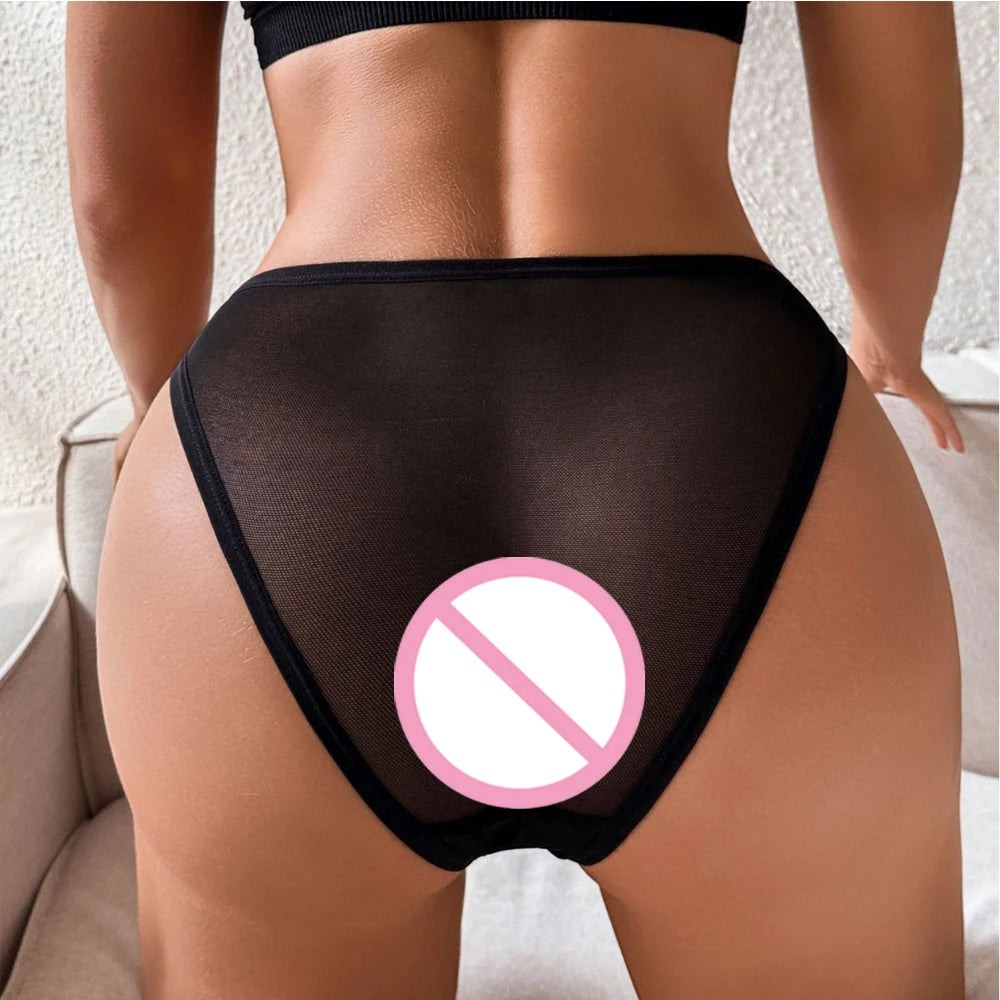 1pcs Shiny Sexy Women's Panties Underwear Low Rise Black Comfortable Female Underpants Sexy Lingerie New Fashion Lady Briefs
