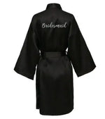 Satin Silk Robe Bride Robe Women Wedding Robe Bridesmaid Robes Dressing Bridal Robes Black