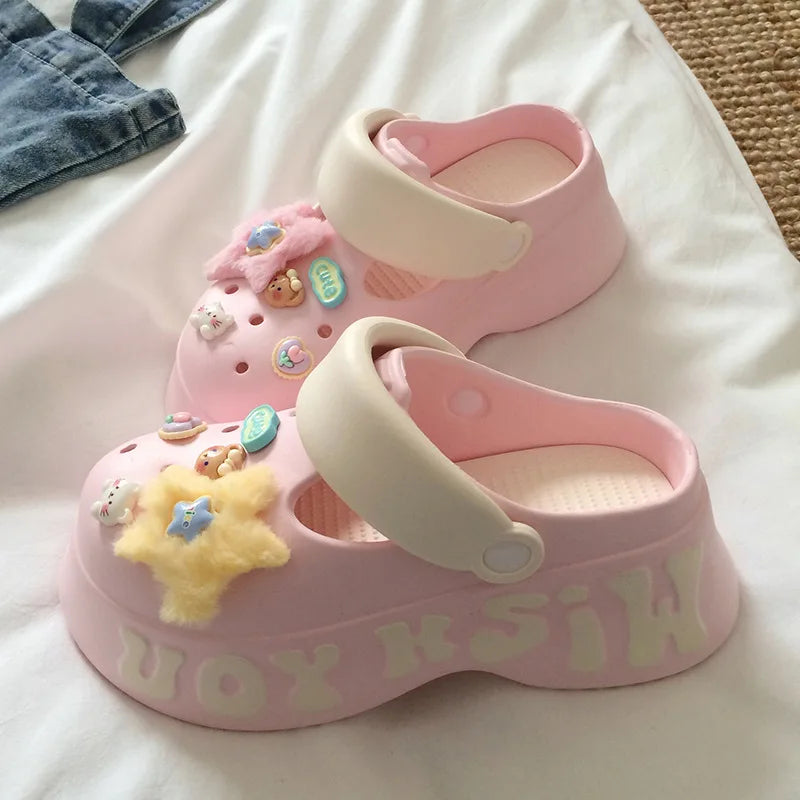 Clogs Thick-soled Slippers Women's Summer 2026 New Style Anti-slip Height-increasing Sandals and Slippers for Outdoor Wear