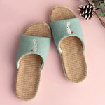 Breathable Cotton Flax Slippers For Women Men Indoor Shoes Anti-slip Light Weight Cute Cartoon Couples Home Floor Slides
