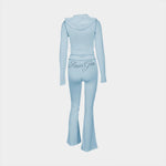 2026 New Women Ins Fashion Solid Color Sexy Straight Shoulder Contrast Stitch Long Sleeve 2 Piece Outfit