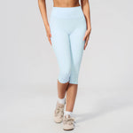NCLAGEN Sport Leggings Women High Waist Yoga Capris Tight Slim Fit Mid Length Running Sports Pants For Outdoor Fitness Workout