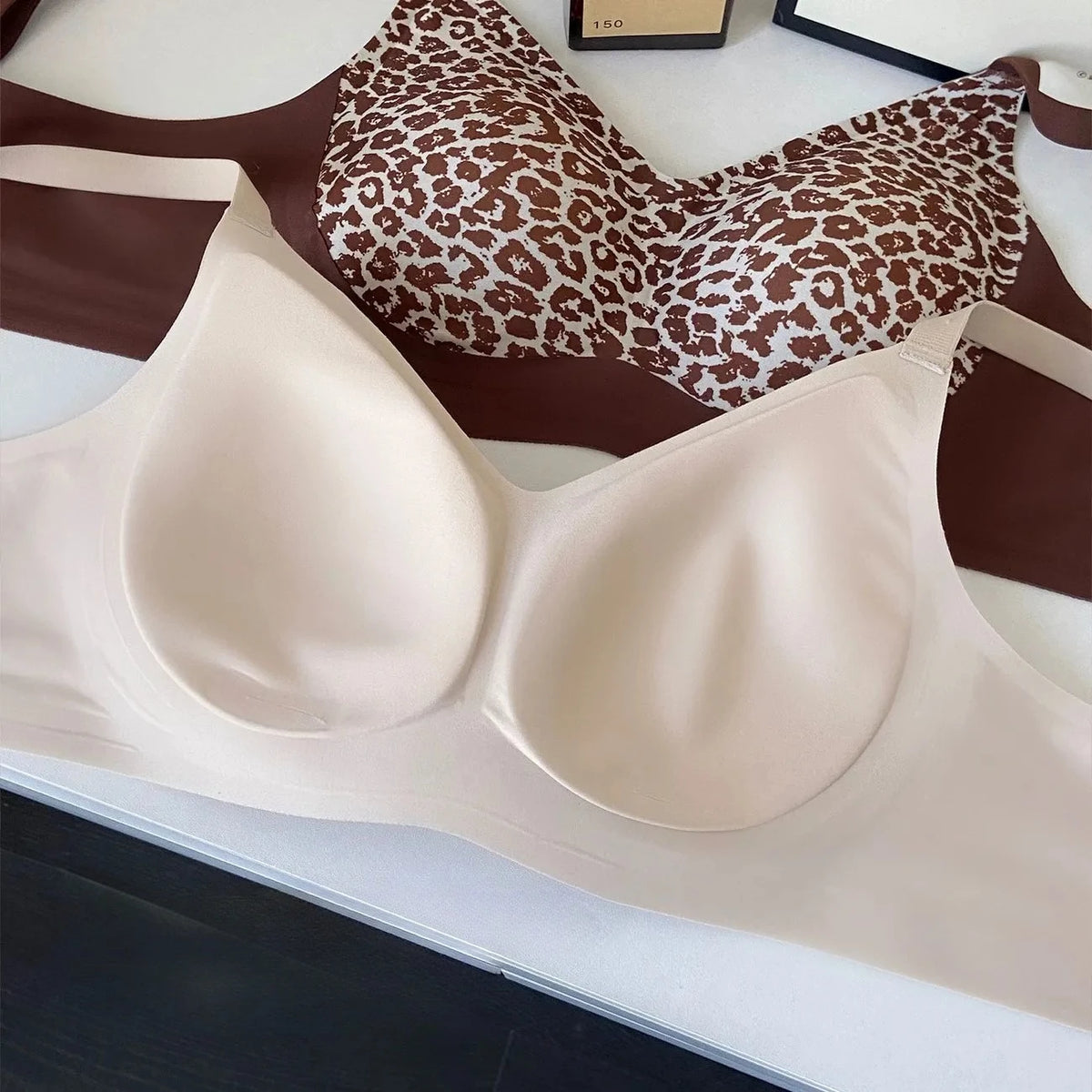 Fashion Leopard Bra Seamless Push Up Design Wireless Lightweight Comfort for Women Small Chest Enhancement Underwear