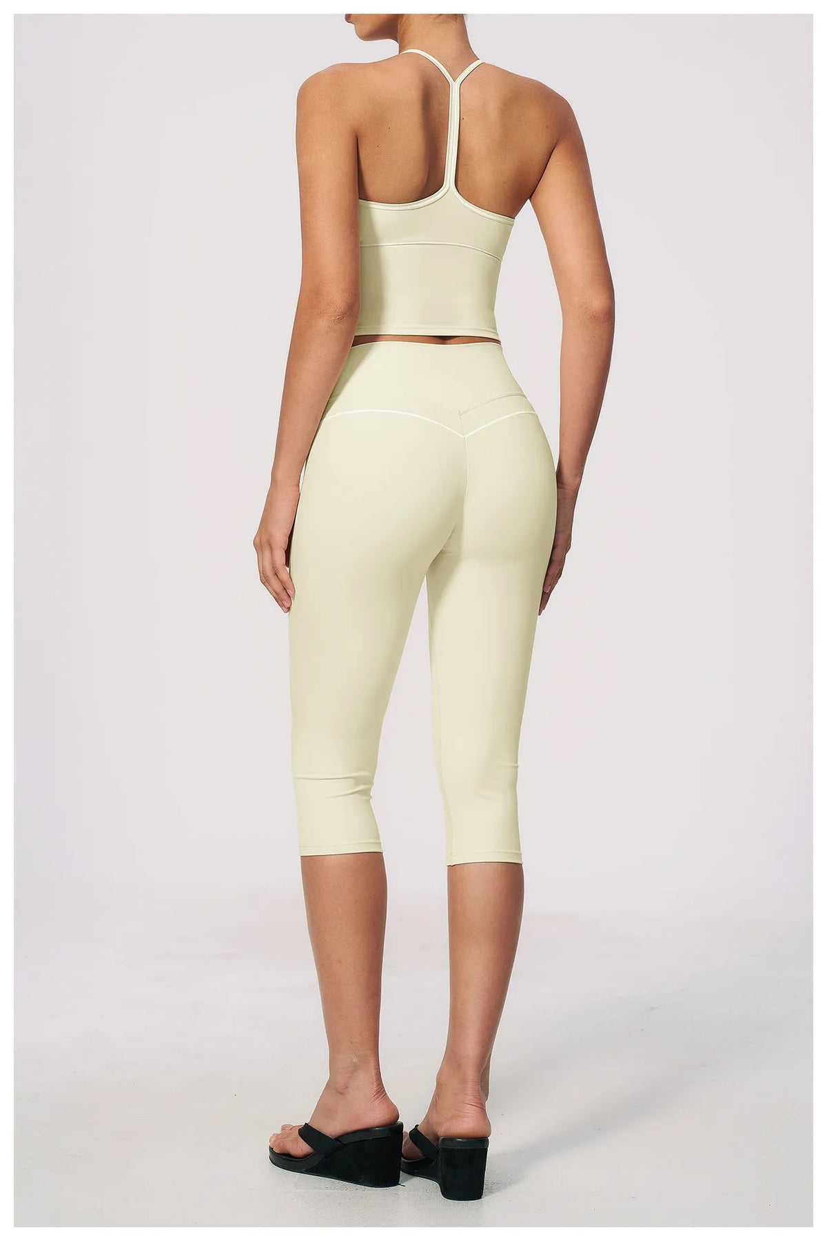 Summer Color Blocking Yoga Suit Women Tracksuit Hanging Neck V Neck Slim Sports Vest Tight Hip Lifting Capri Pants Fitness Sets