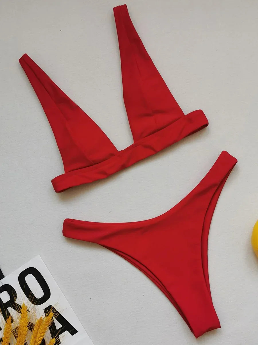 2025 Brazilian Triangle Bikinis High Cut bikini Women Swimsuit Female Swimwear Two pieces bikini Set Bather Bathing Suit Swim