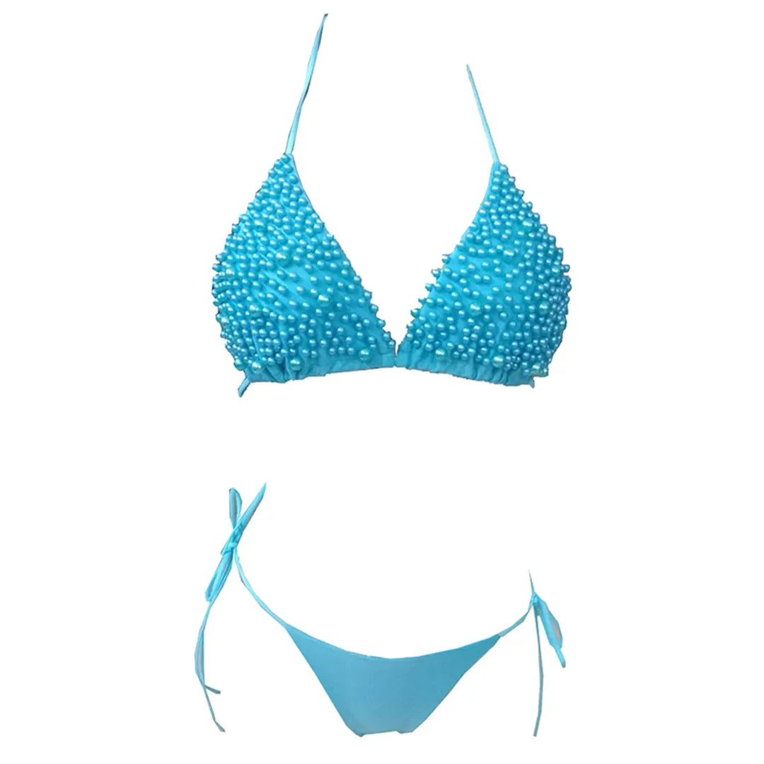 S - XL Halter Luxury Pearls Bikini Women Swimsuit Female Swimwear Two-pieces Bikini Set Mini Micro Bather Bathing Suit Swim Lady