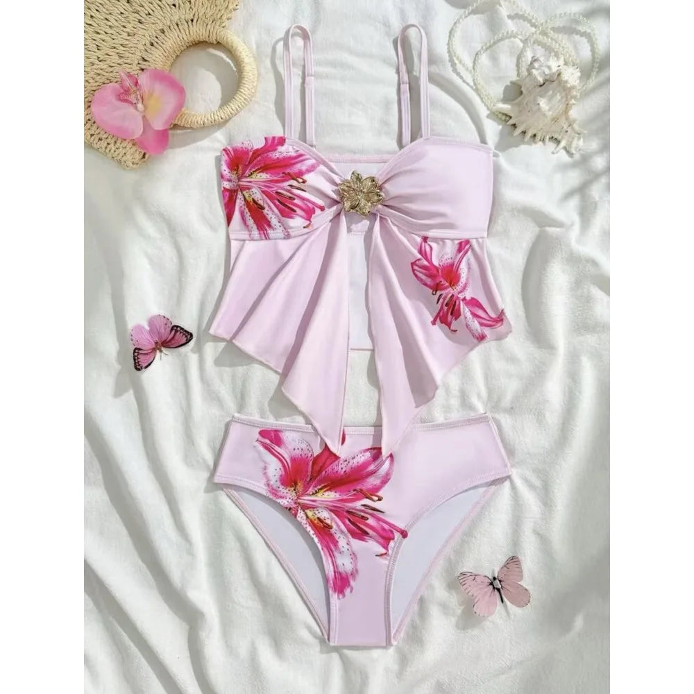 High Waisted Bikinis 2026 Push Up Women Swimsuits Sexy Swimwear Brazilian Bikini Set Floral Biquini Pink Black Summer Beachwear