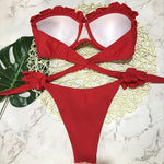DEKA Bandeau Bikini Women's Sexy Push Up Set Two Piece Swimsuit Floral Bathing Suit Swimwear Summer Beachwear