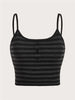 Goth Punk Striped Button Cami Top Women Summer Y2K Clothes Grunge High Street Sleeveless Spaghetti Strap Crop Top Streetwear