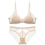 Sexy Lace Mesh Wireless Bra SetBra Soft Triangle Cup Bralette Panties Set Thin Lined Transparent Set Underwear Women Lingerie