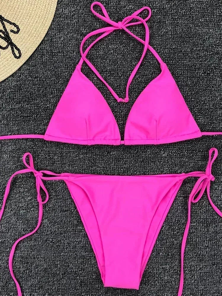 Sexy Neon Extreme Mini Micro String Bikini 2025 Women Swimsuit Female Swimwear Two-Piece Bikini Set Bathing Suit Swim Beach Wear