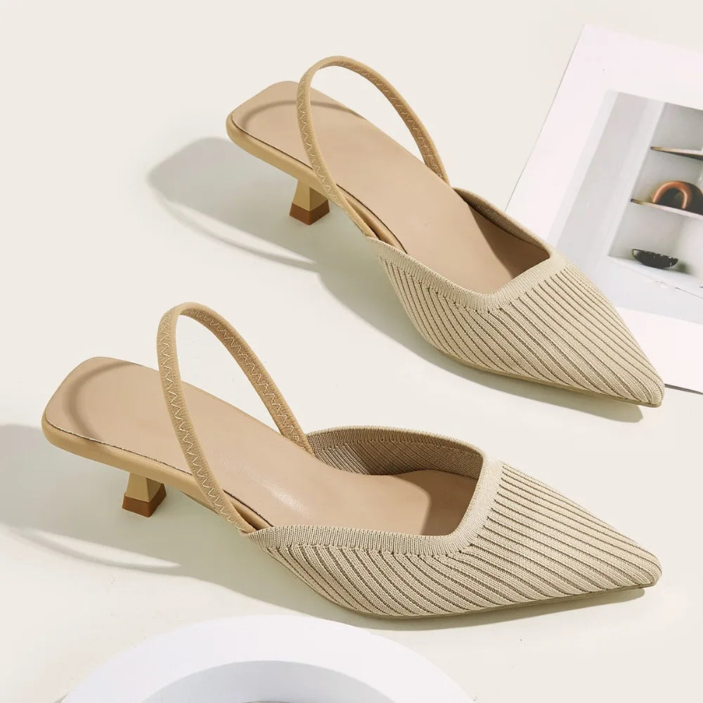 Plus Size 35-43 Women French Sandals Slippers New Fashion Breathable Non-slip Ladies Knit Soft Sole Single Shoes Green New 2026