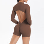 Women's Seamless Yoga Jumpsuits Sports Fitness Zipper Open Beauty Back Hip-lifting One-Piece Running Training Workout Bodysuits