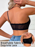 Women's One Shoulder Lace Bra Front Closure Wireless Bandeau Comfort No Lining Breathable Lingerie