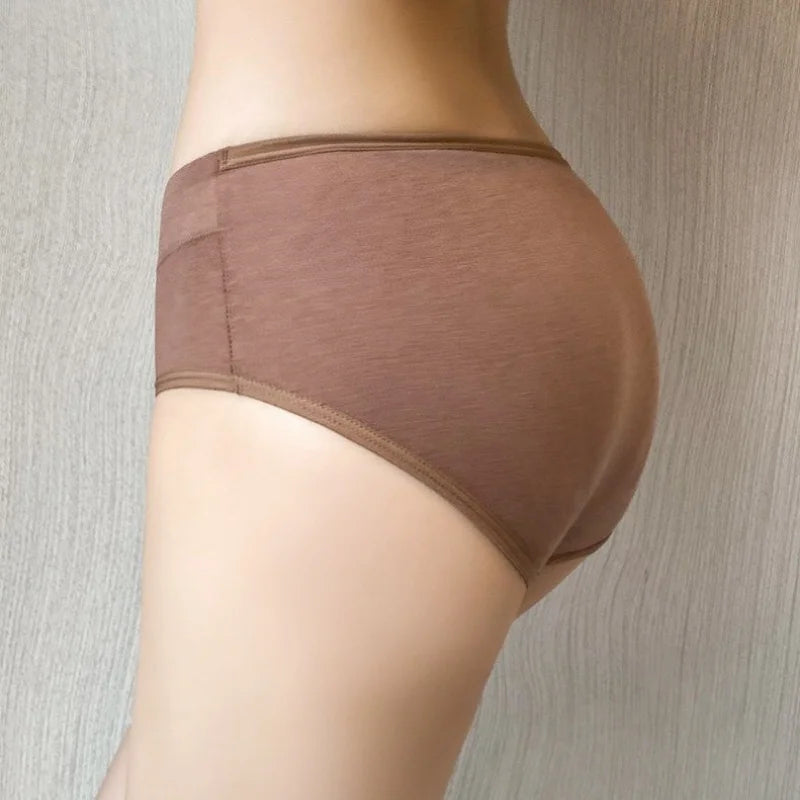 1-Pack Women Cotton Panties Mid Waist Briefs in Warm Tan Minimalist Breathable Intimates Ladies Underwear Size M-2XL