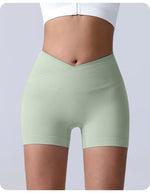 Cross-Back Yoga Shorts for Women - High-Waisted Tummy Control Fitness & Yoga Running Breathable Quick-Dry Shorts