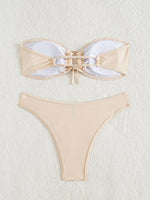Shiny Sequin Bandeau Bikini Set 2026 Women Sexy Gold Front Circle Push Up Micro Swimsuit Bathing Suit Thong Swimwear Biquini