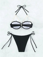 Shell Shaped Underwired Bra Cup Bikini Women Pearls Bikinis 2025 Female Swimwear Two Pieces Bikini Set Push Up Bathing Suit Swim
