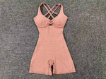 Adjustable double straps Open backV shape back design Scrunch butt No front seam Flatlock InseamRemovable pads BODYSUIT