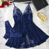 Curves 2-Piece Women's Underwear Set Lace Low-Rise Panties With Nightgown Intimate Apparel Breathable Delicate Summer Lingerie