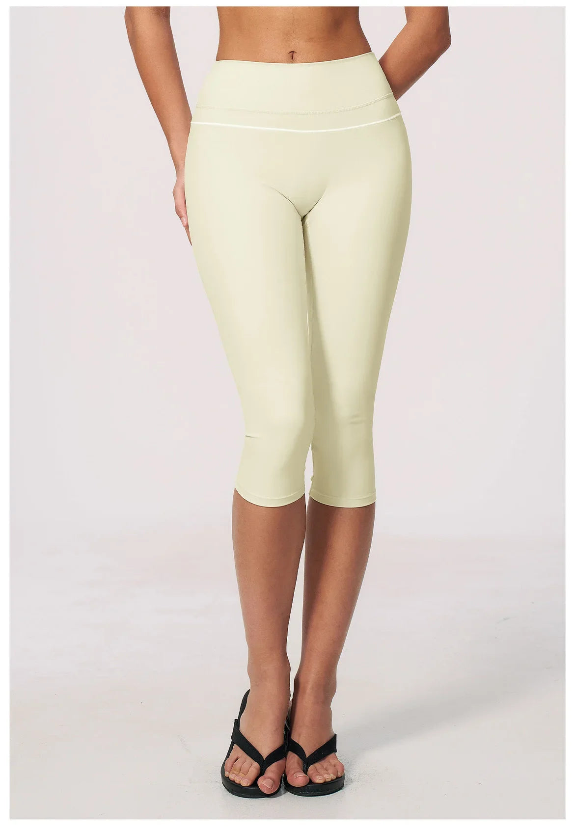Hip Lifting Midi Length Yoga Pants Women Contrast Color Gym Sports High Waist Capri Trousers Breathable Fitness Running Leggings