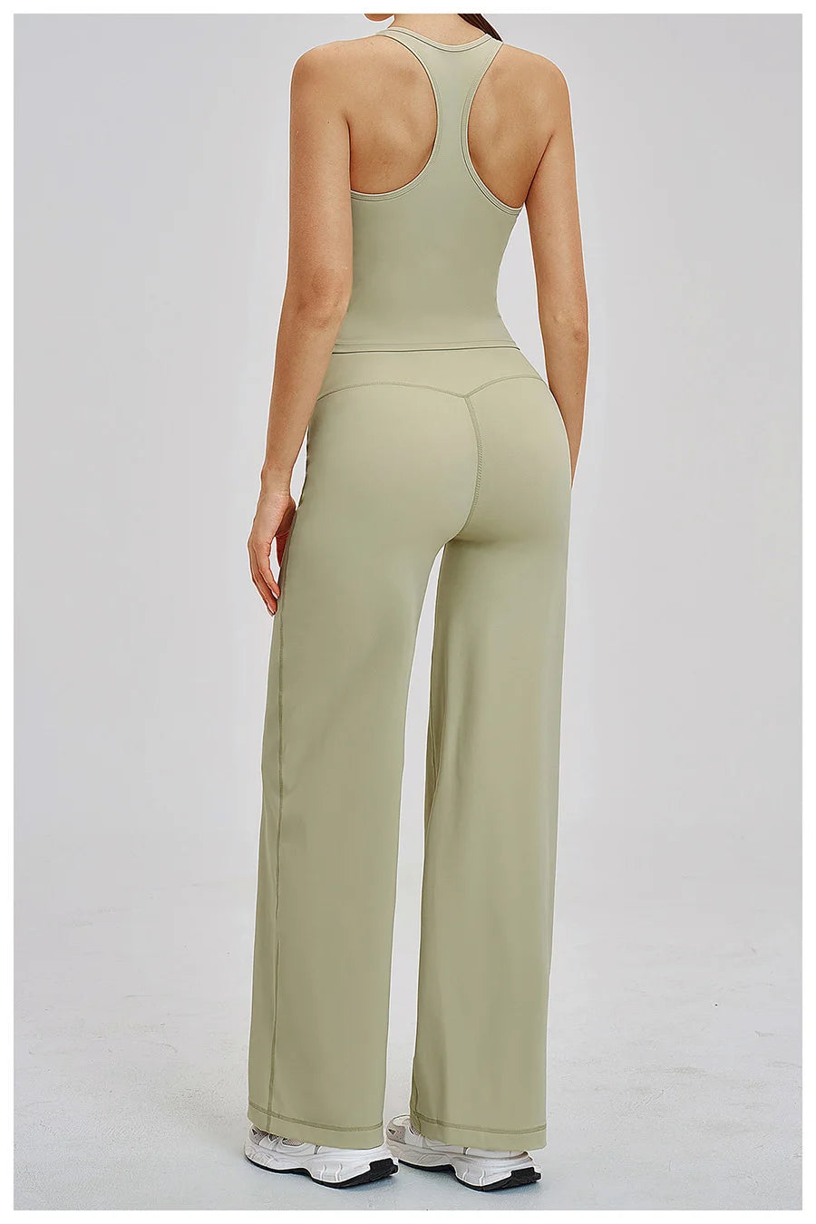 2 Piece Yoga Clothes Women Tracksuit Athletic Wear Pilates Fitness Suit Gym Workout Sets Push Up Sports Vest Wide Leg Pant Suit