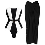 2Pcs Black White Swimsuit 2026 Bandeau Biquini Women Sexy Bikini Push Up Swimwear Female Patchwork Dress Bathing Suits Beachwear