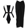 2Pcs Black White Swimsuit 2026 Bandeau Biquini Women Sexy Bikini Push Up Swimwear Female Patchwork Dress Bathing Suits Beachwear