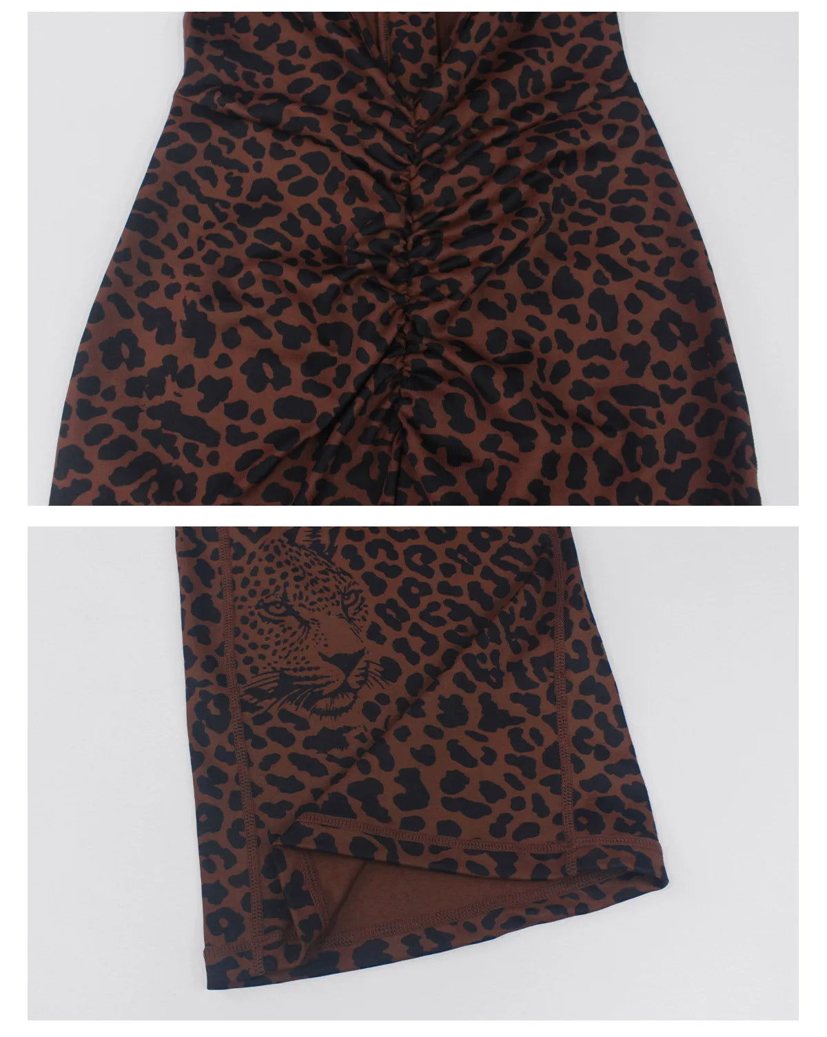 Sexy Brown Leopard Print Yoga Jumpsuit Women Hollow Out Backless Sleeveless Slim Gym Running One Piece Flare Pants Sports Suit