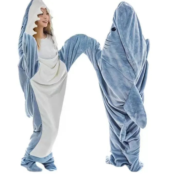 Cartoon Shark Blanket Cover Sleeping Bag Pajamas Office Nap Fabric Mermaid Winter Shawl for Children Adult Homewear Couple Pink