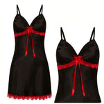 Sexy Nightgown Women's Lace Trim Sleepwear Ribbon Tie Chemise Lingerie Adjustable Strap Nightdress Silky & Comfortable New