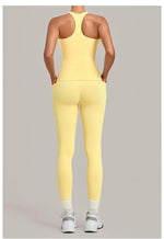 Women's Seamless Yoga Sets Sports Fitness Hip-lifting High Waist Pant Sleeveless Backless Suits Workout Running Leggings Sets