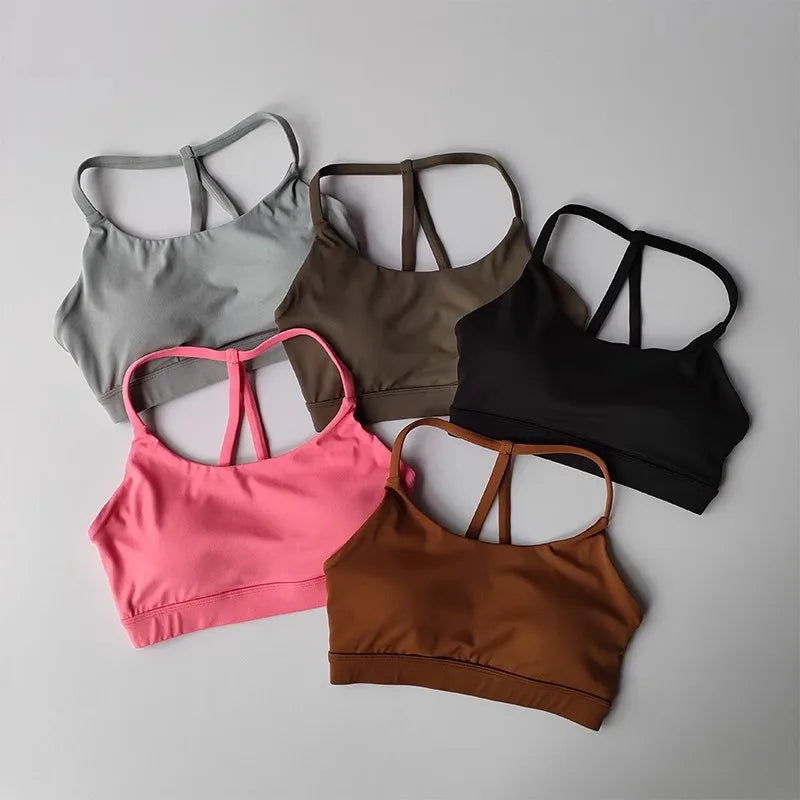 Women's Sexy Fitness Sports Bra Beautiful Back Gathering Naked Feel Comfortable Supportive Exercise Bra in Black/Mint/White