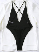 Sexy Ribbed Cross Backless Women Monokini Micro String Thong Swimwear One Piece Swimsuit Female High Cut Bathing Suit Swim Lady