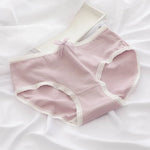 1 Pack Women's Cute Lace Trim Cotton Underwear Bow & Heart Print Briefs Sweet Style Lingerie M-XL Breathable Daily Panty