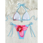 Floral Flower Printed Halter Bikini Women Swimwear Female Swimsuit Two-pieces Bikini set Strappy Bather Bathing Suit Swim K7312
