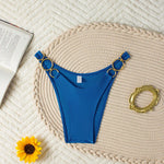 Sexy Low Waist Women Bikini Bottom Side Metal Buckles Hollow Out Swimming Thongs Summer Beach G-String Bathing Swimming Trucks