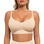 Wireless Soft Workout Bra Full Coverage Push Up Bralettes Sports Bras for Women Seamless Crop Cami Bra for Yoga Fitness