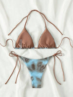 Tie Dye Bikins 2025 Mini Micro String Bikini Women Swimwear Female Swimsuit Two Pieces Bikini Set Halter Bathing Suit Swim Lady