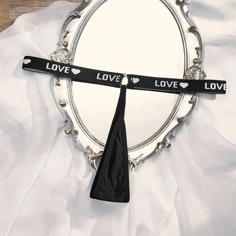 1pcs Letter Low Waist Fashion Sexy Women Thongs Sexy Lingerie Breathable Lady G-string Underwear T-back Black Female Panties