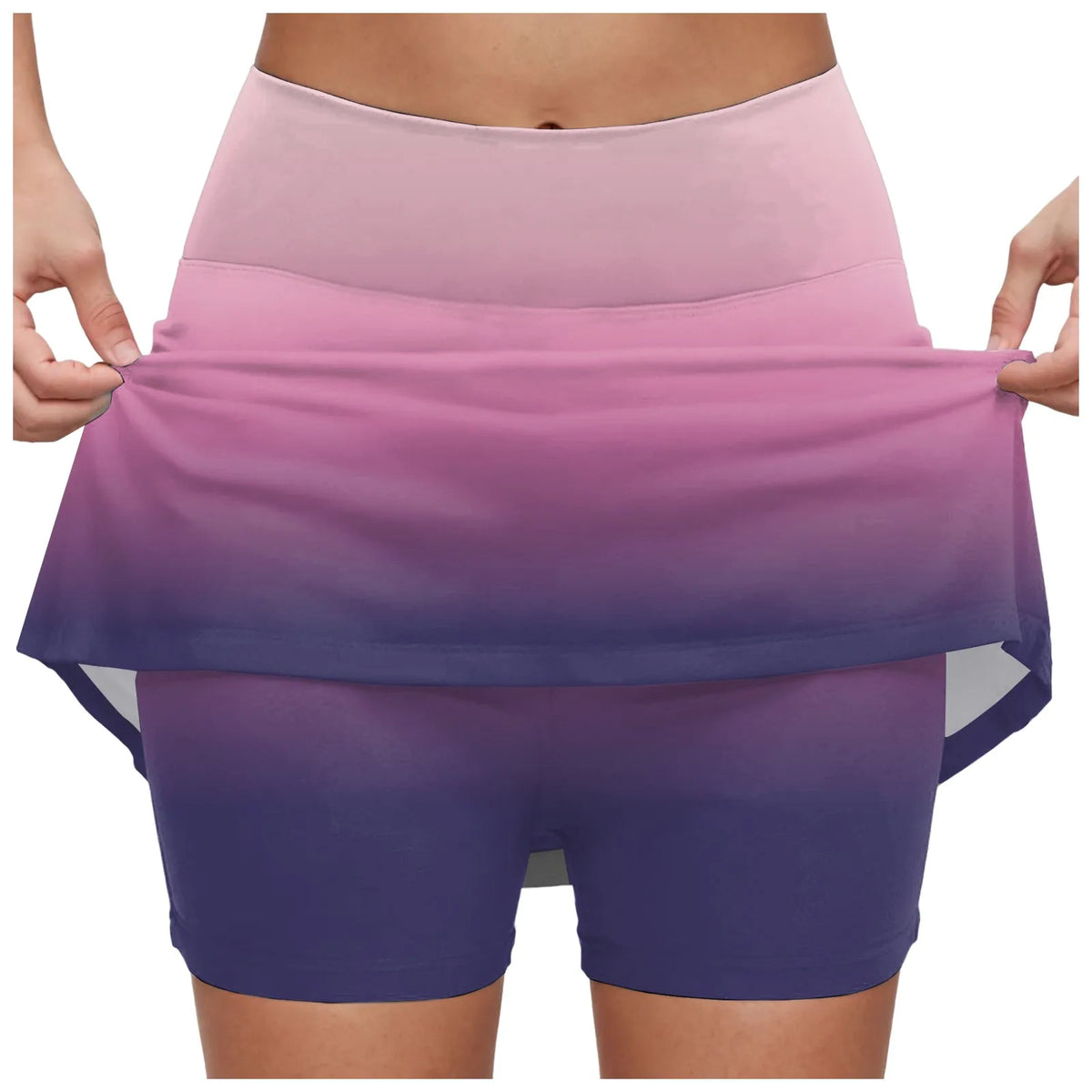 Women's Gradient Tennis Skirts High Waisted Athletic Skort With Built In Shorts Anti Slip Quick Dry Summer Skirt For Sports
