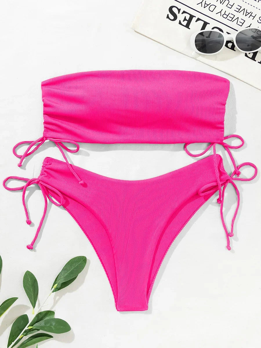Sexy Bandeau Bikinis 2025 Women Brazilian Swimwear Female Swimsuit Two Pieces Bikini Set Bather Bathing Suits Girls Beach Wear