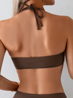 Sexy Coffee Black Swimwear Women 2026 Bandeau V Wire Pleate Push Up High Waist Swimsuit Beach Bathing Suit Vacation Bikini