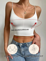 White detachable breast pad summer bra ribbon hanging neck small U-neck vest solid color vest fixed short top women X380