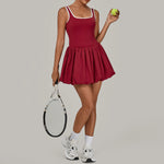 Tennis Dress for Women with Built in Shorts Womens Athletic Dresses Sleeveless Boat Neck Active Workout Skort Dress