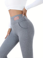 Women's High Waist Thermal Leggings, Winter Plush Lined Fleece Pants with Pockets, Soft Stretchy Comfy for Casual, Fitness