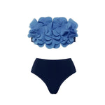 2Pcs Laser Flower Swimsuit Sexy Women Bikini Bandeau Biquini Female Push Up Swimwear Ptachwork Bathing Suits Bodysuit Beachwear