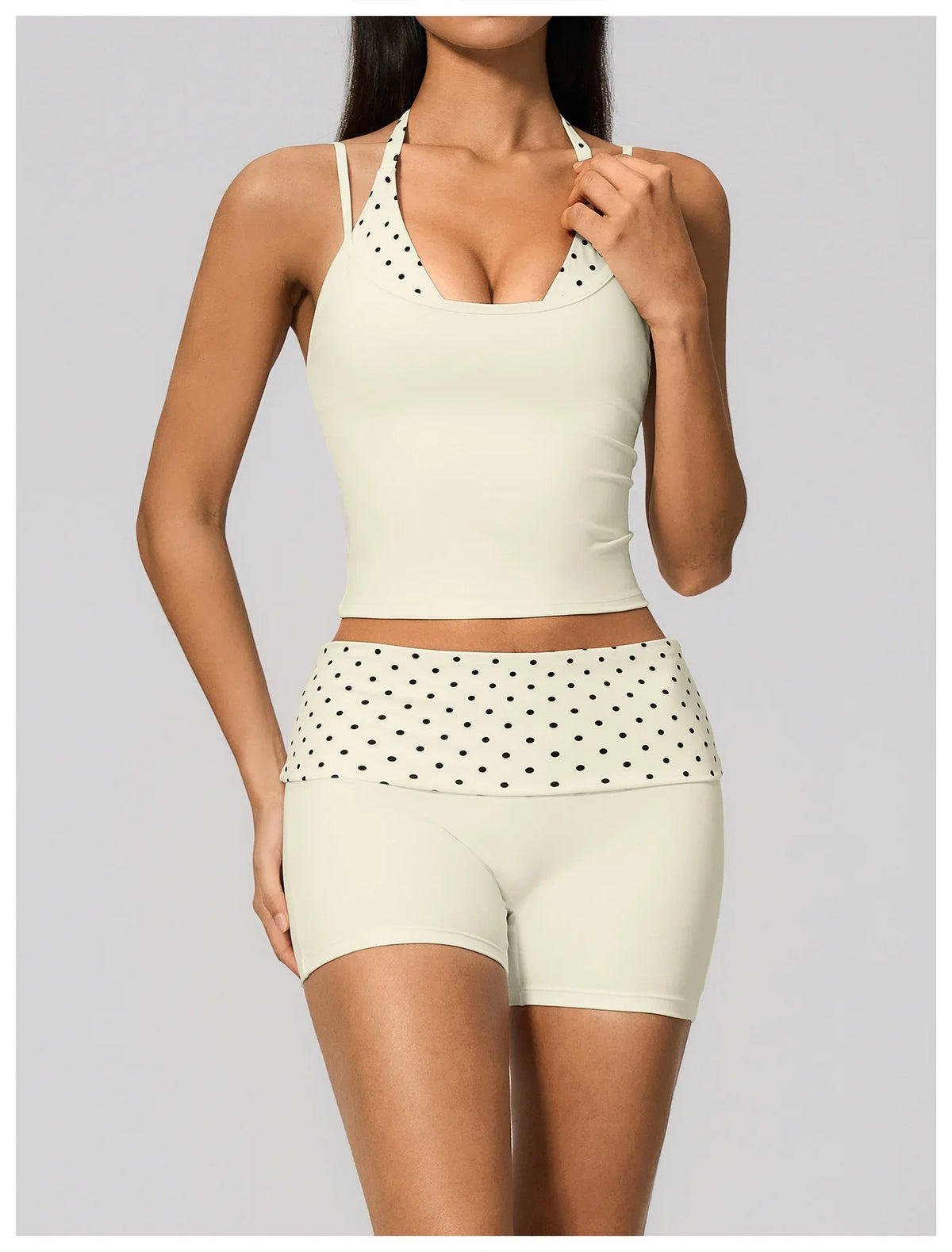 Summer Striped Polka Dot Contrast High Waist Yoga Shorts Hip Lifting Sports Tights Outdoor Workout Fitness Gym Running Pants