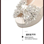 2026 NEW Women's Fashionable and elegant High Heel Platform Sandals Summer Waterproof Thick Bottom Transparent Rhinestone Sexy